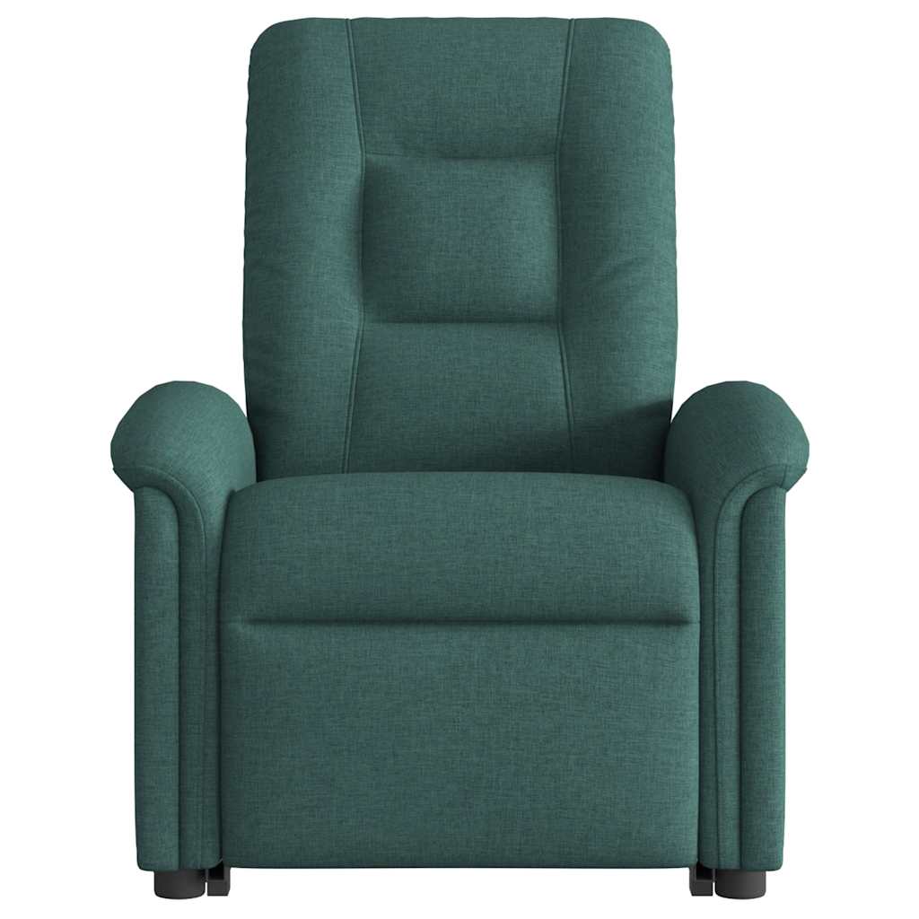 Poltrona reclinável elevatória de massagens tecido verde-escuro