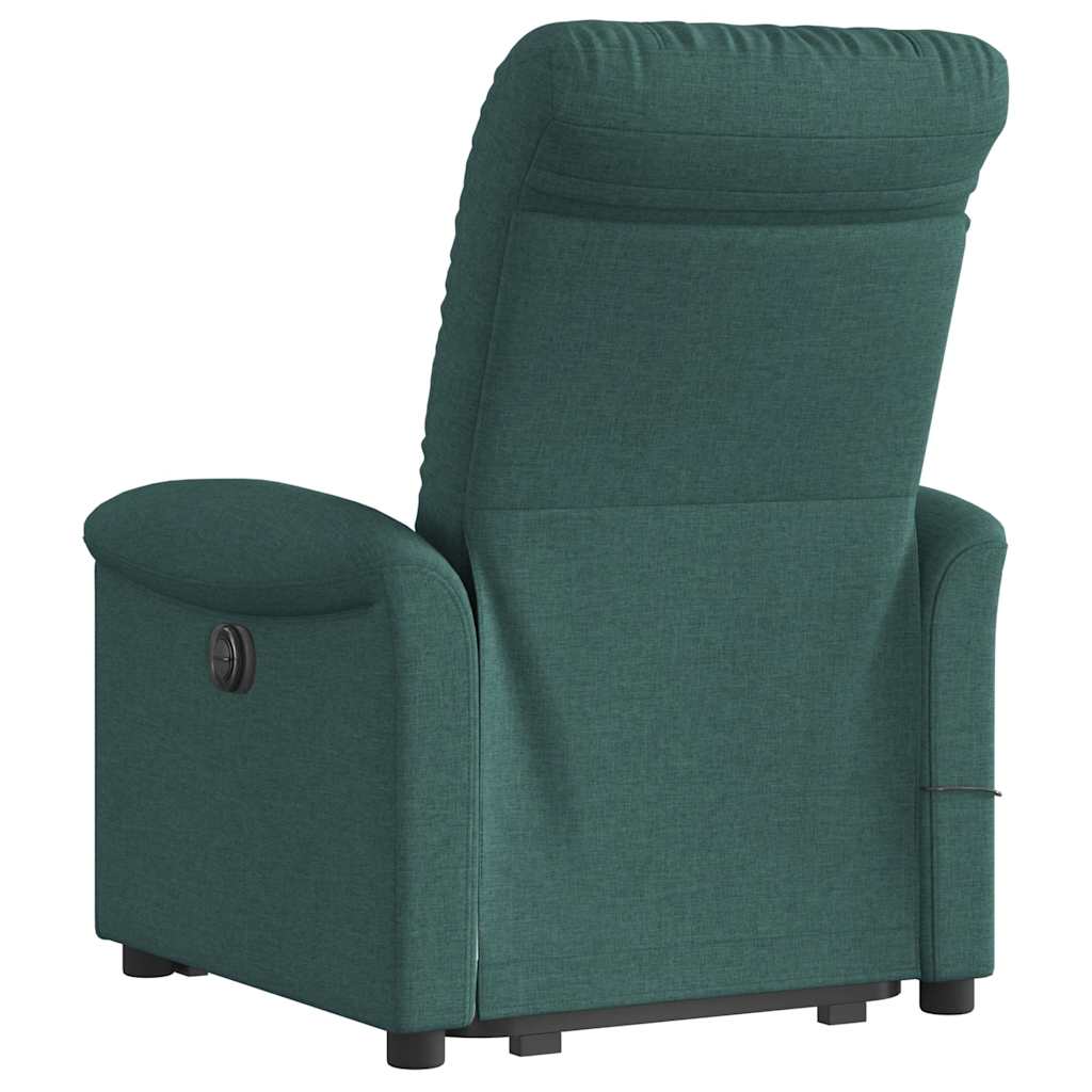 Poltrona reclinável elevatória de massagens tecido verde-escuro