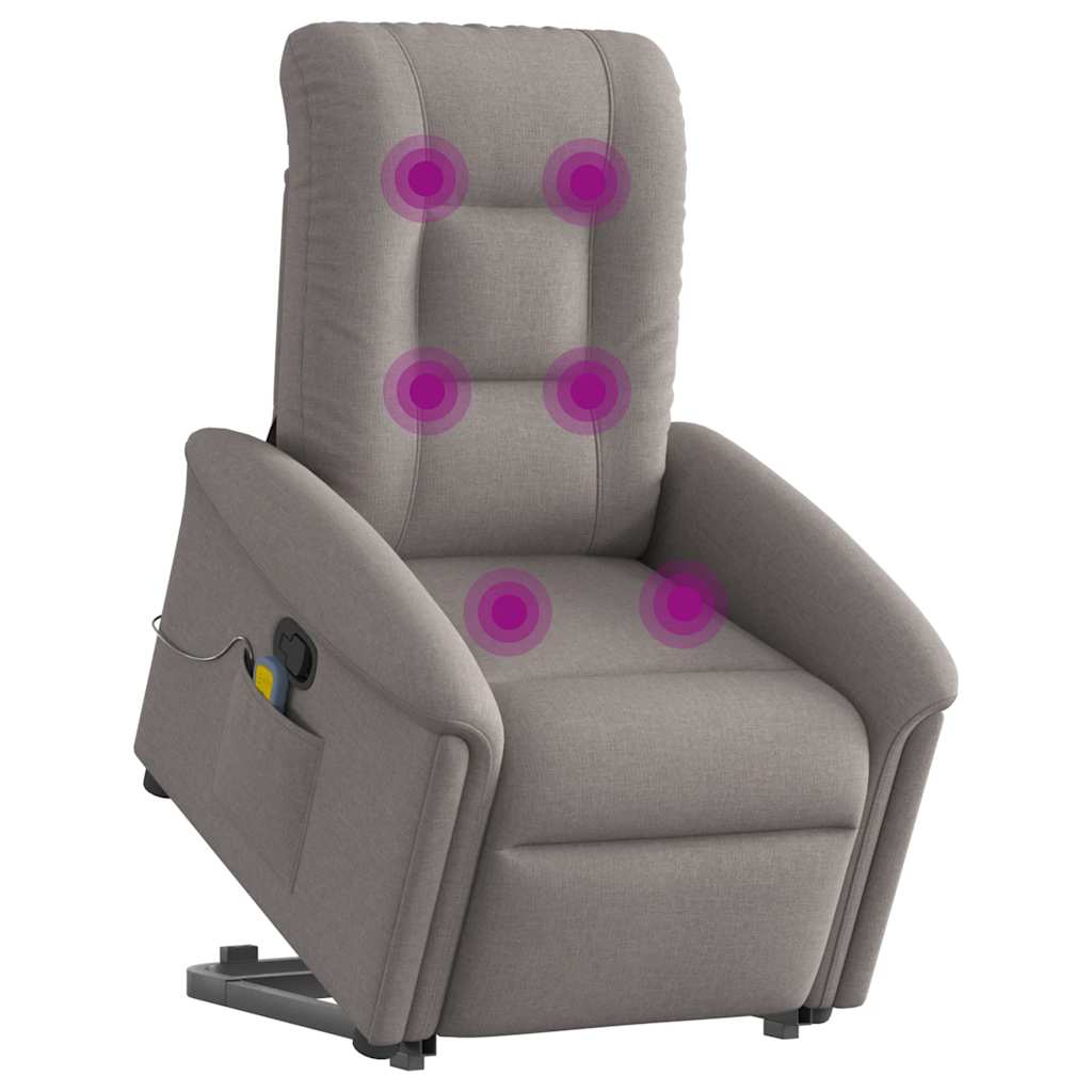 Poltrona elevatória de massagens tecido cinzento-acastanhado
