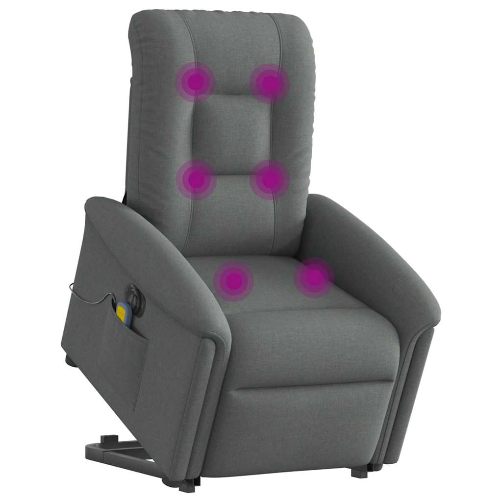 Poltrona elétrica elevatória massagens tecido cinzento-escuro