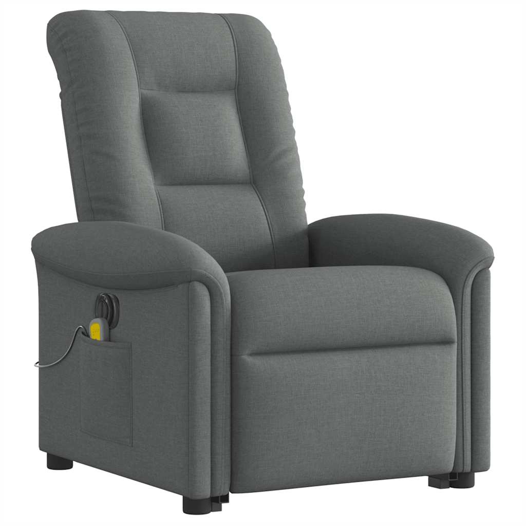 Poltrona elétrica elevatória massagens tecido cinzento-escuro