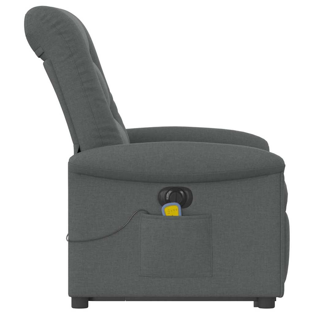 Poltrona elétrica elevatória massagens tecido cinzento-escuro
