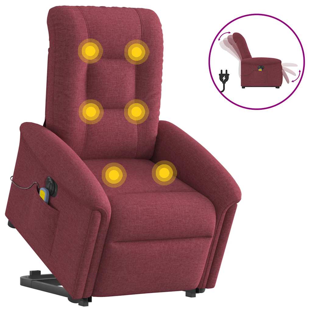Poltrona elevatória de massagens elétrica tecido vermelho tinto