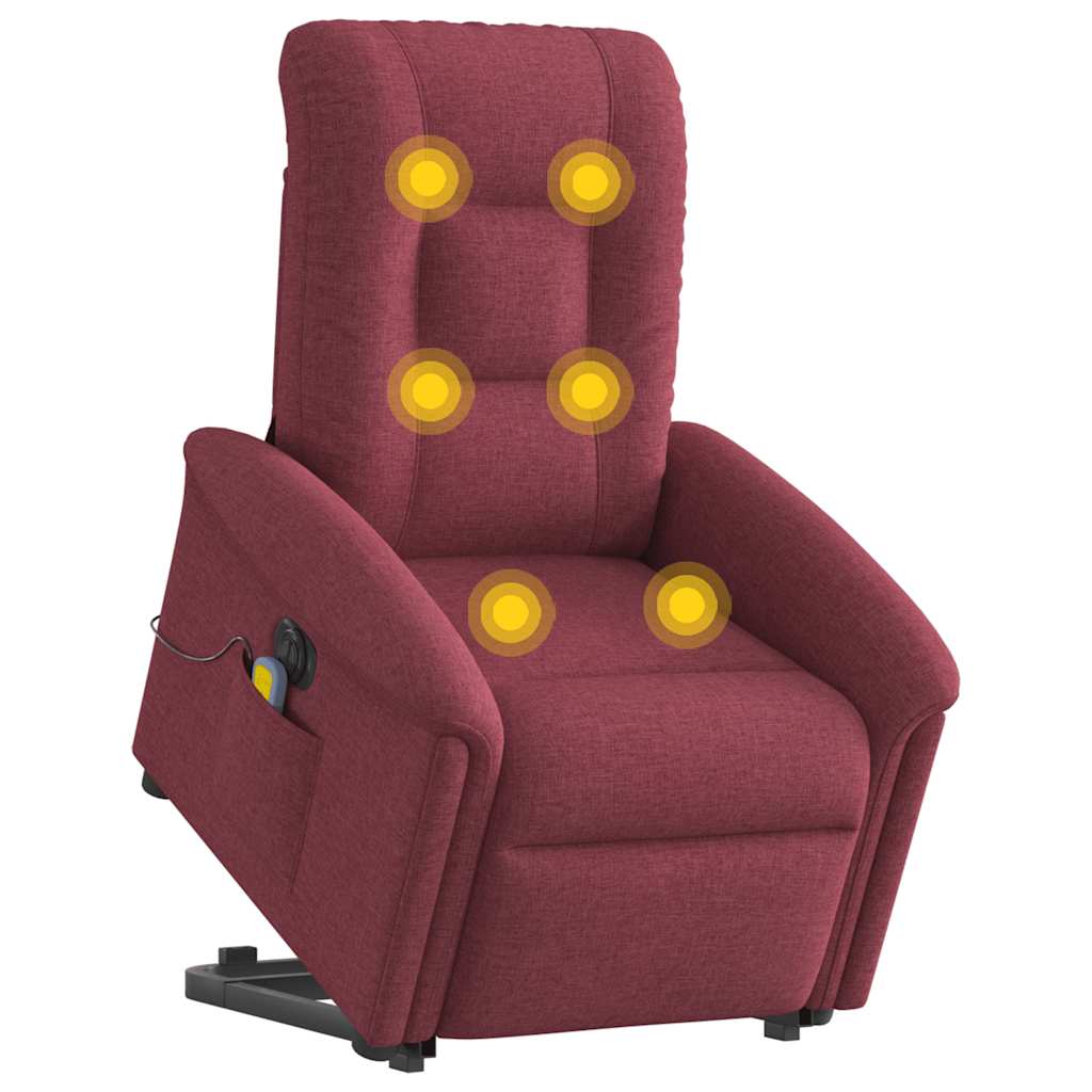 Poltrona elevatória de massagens elétrica tecido vermelho tinto