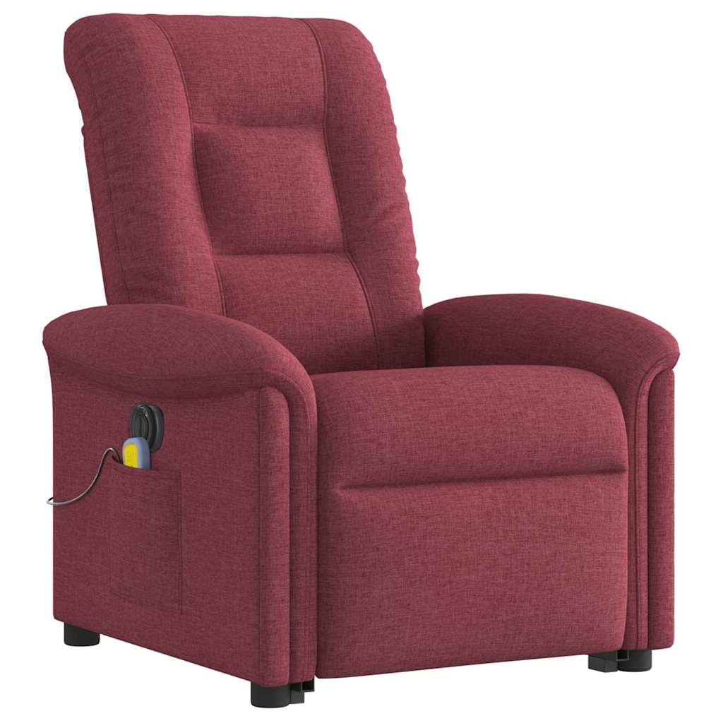 Poltrona elevatória de massagens elétrica tecido vermelho tinto