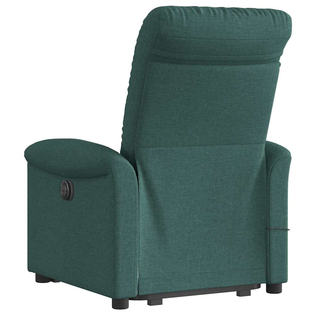 Poltrona elétrica elevatória massagens tecido verde-escuro