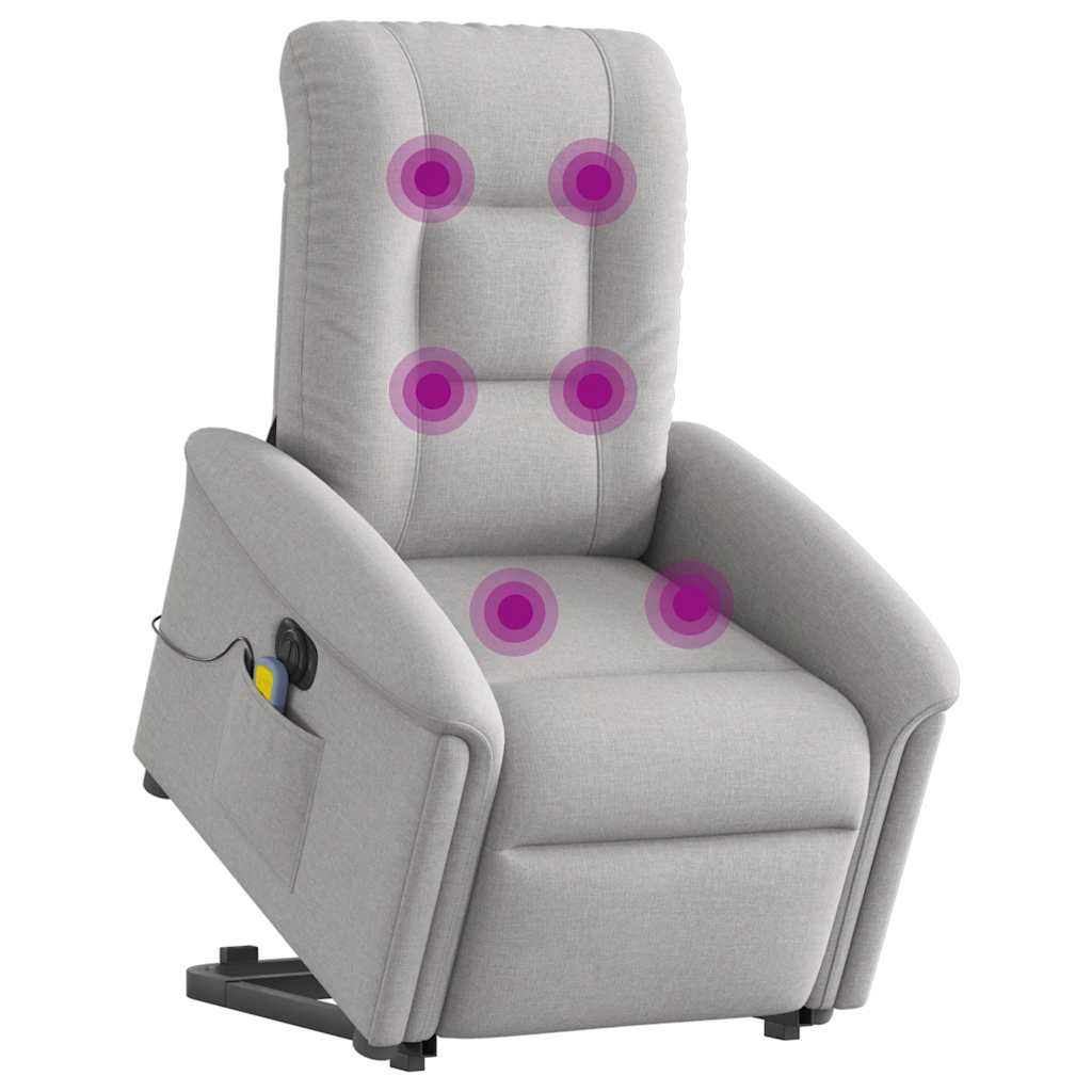 Poltrona elétrica elevatória massagens tecido cinzento-nublado