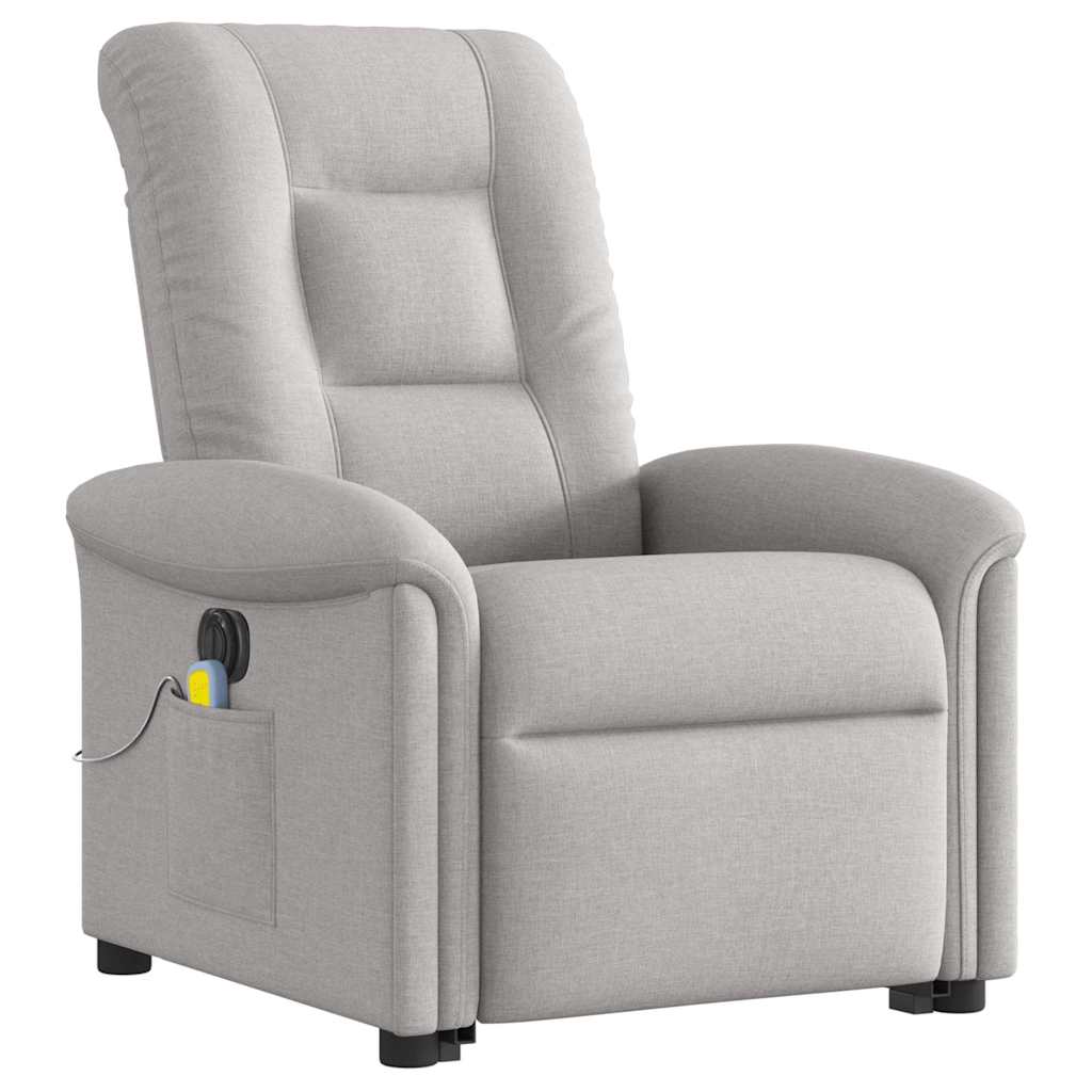 Poltrona elétrica elevatória massagens tecido cinzento-nublado