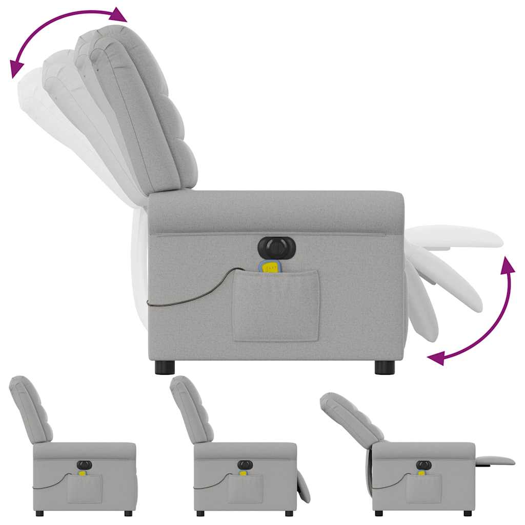 Poltrona massagens reclinável elétrica tecido cinzento-nublado