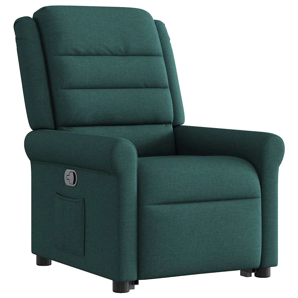 Poltrona reclinável elevatória tecido verde-escuro