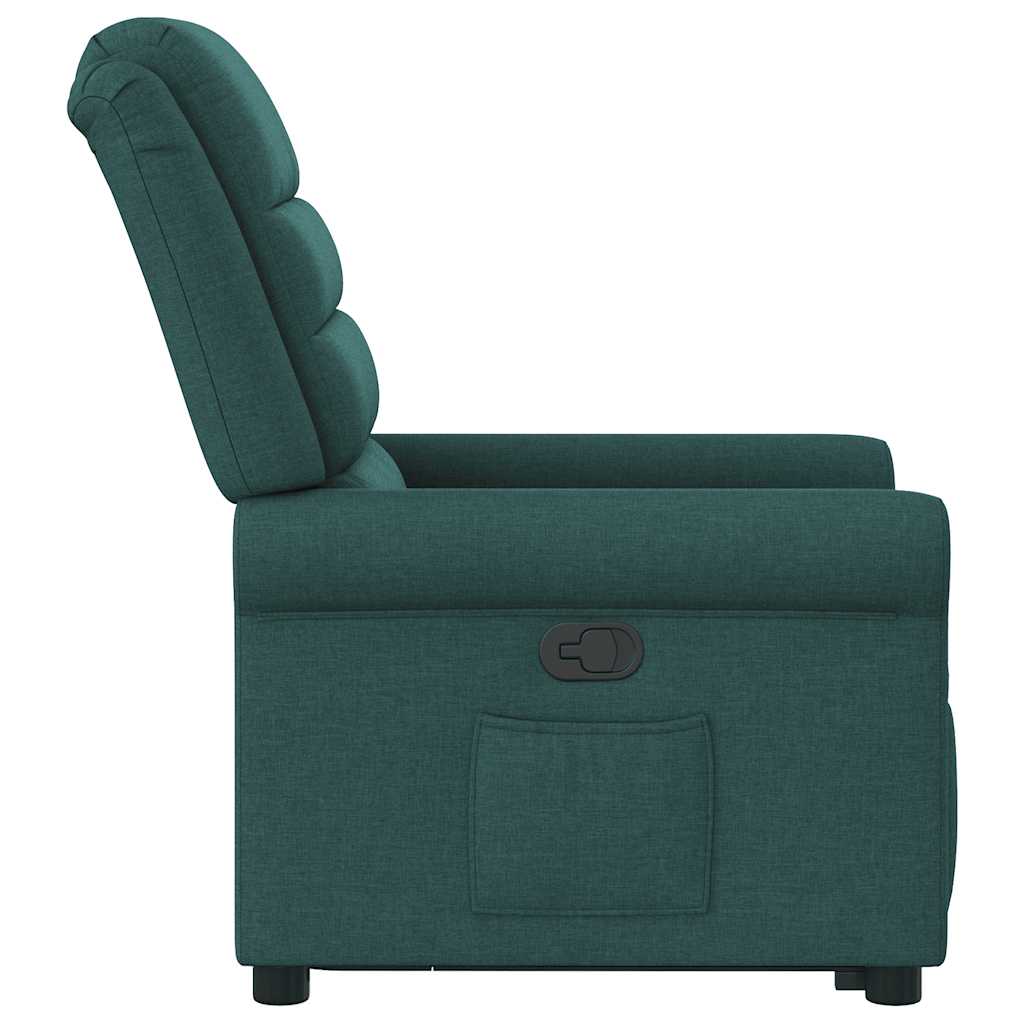 Poltrona reclinável elevatória tecido verde-escuro