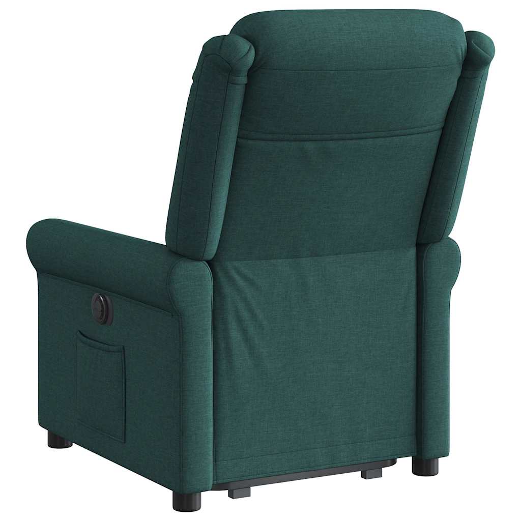 Poltrona reclinável elevatória tecido verde-escuro