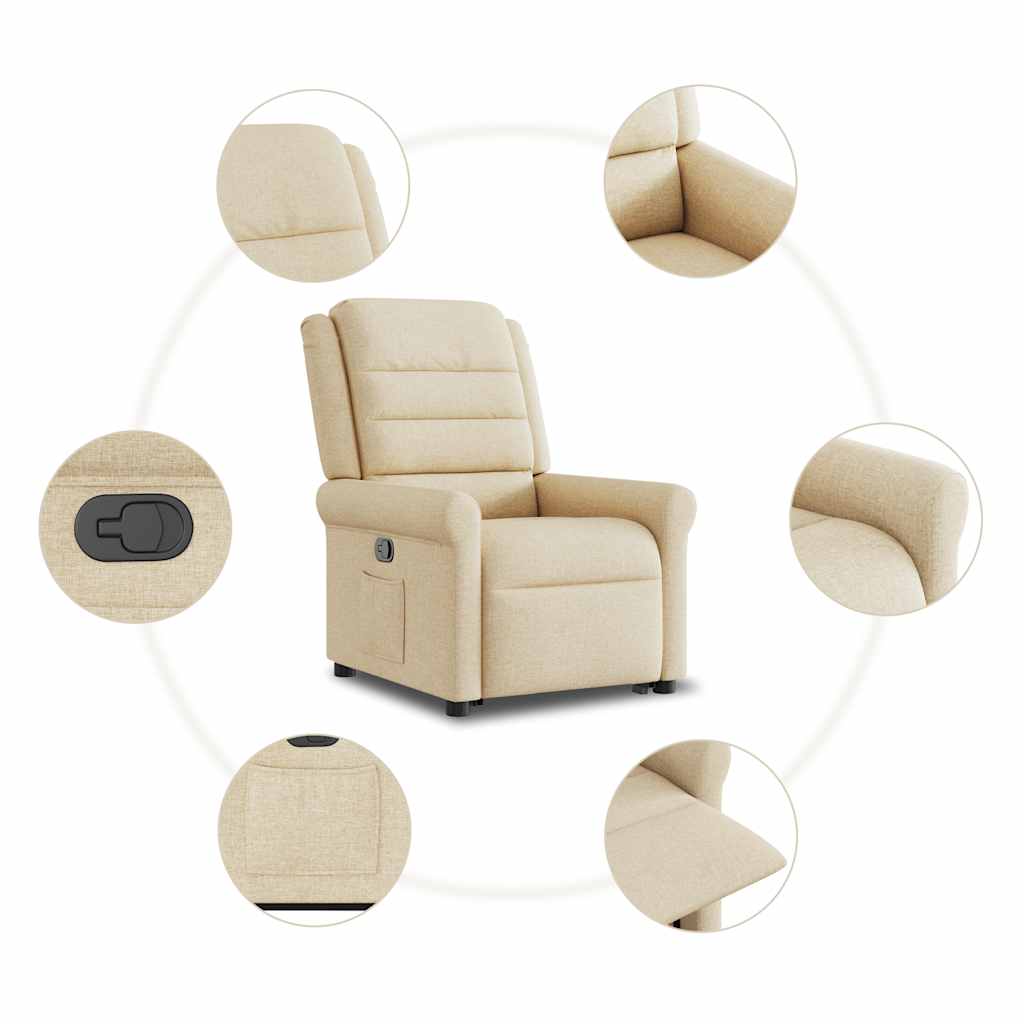 Poltrona reclinável elevatória tecido cor creme