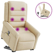 Poltrona elevatória de massagens tecido cor creme