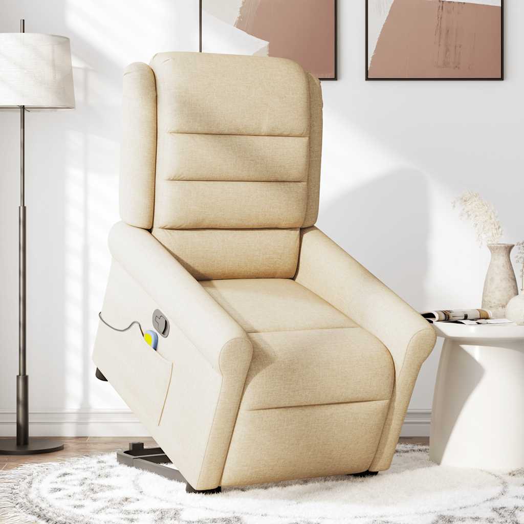 Poltrona elevatória de massagens tecido cor creme