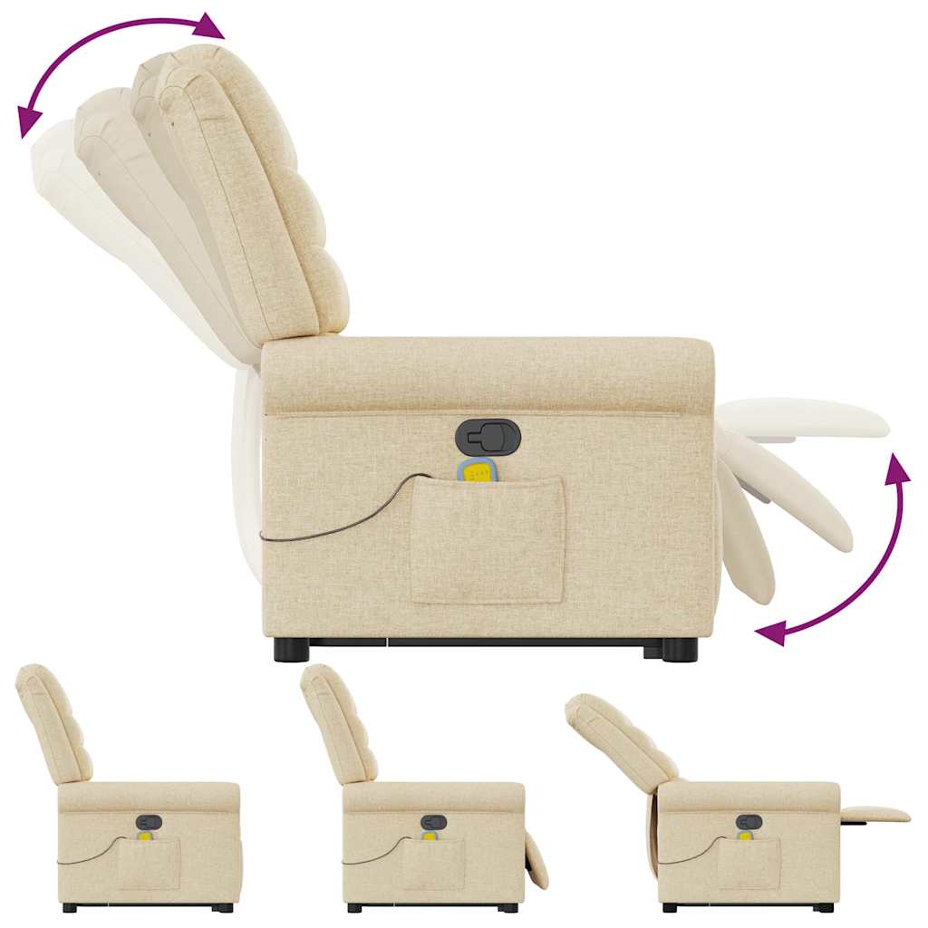 Poltrona elevatória de massagens tecido cor creme