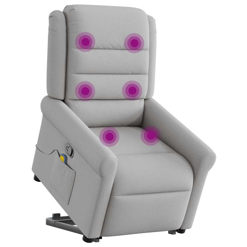 Poltrona elevatória de massagens tecido cinzento-nublado