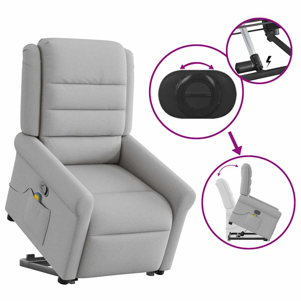 Poltrona elevatória de massagens tecido cinzento-nublado
