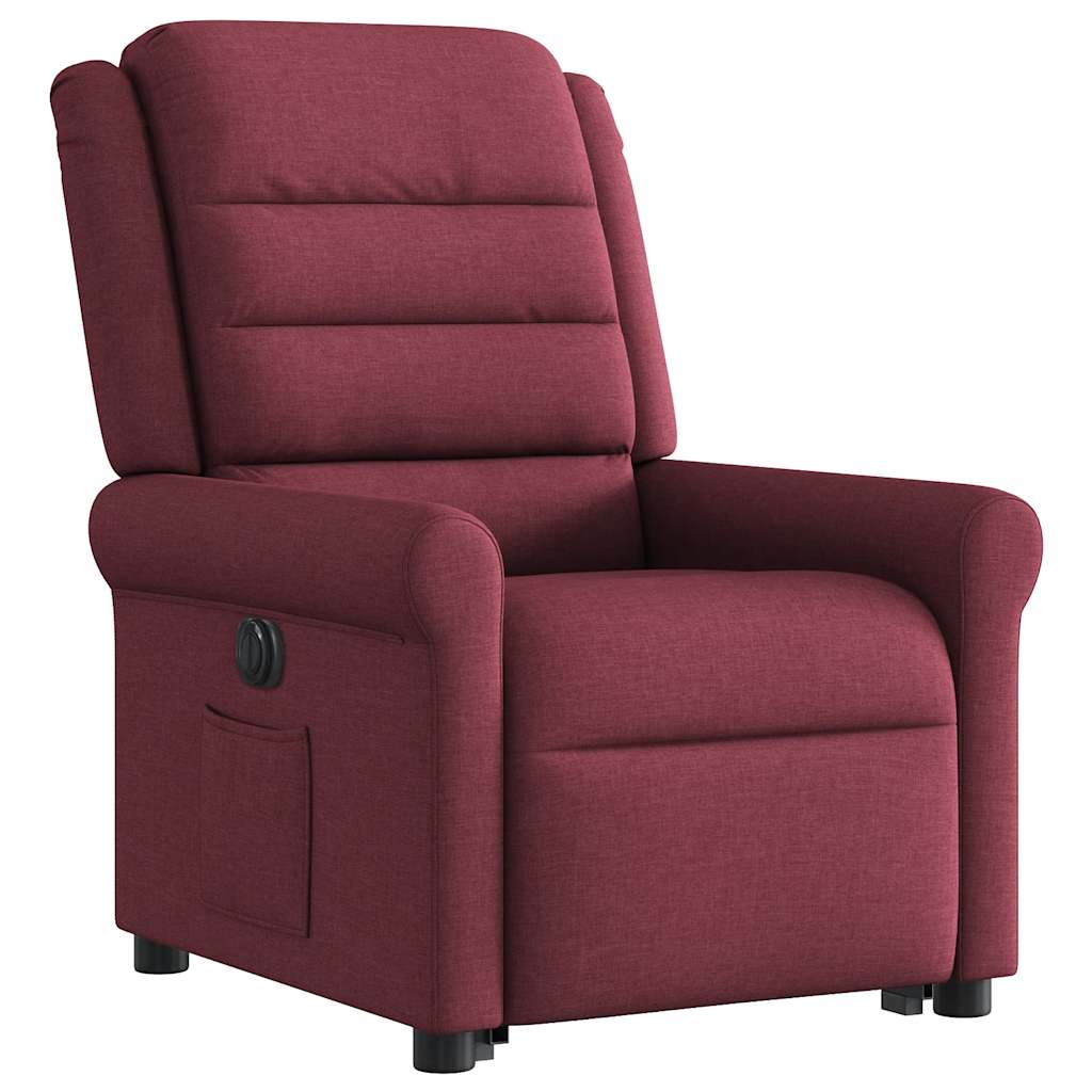 Poltrona reclinável elevatória elétrica tecido vermelho-tinto