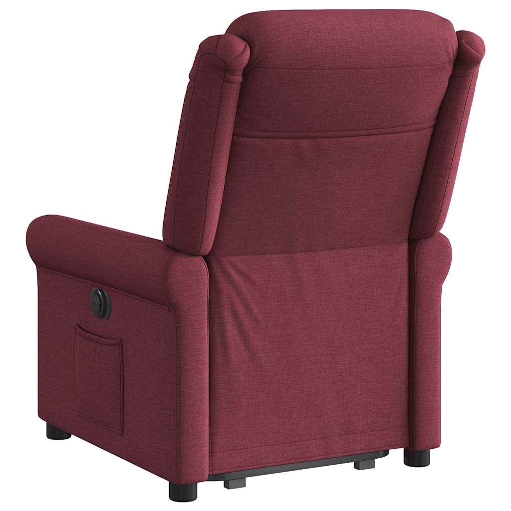 Poltrona reclinável elevatória elétrica tecido vermelho-tinto