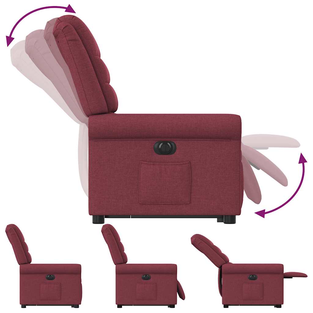 Poltrona reclinável elevatória elétrica tecido vermelho-tinto