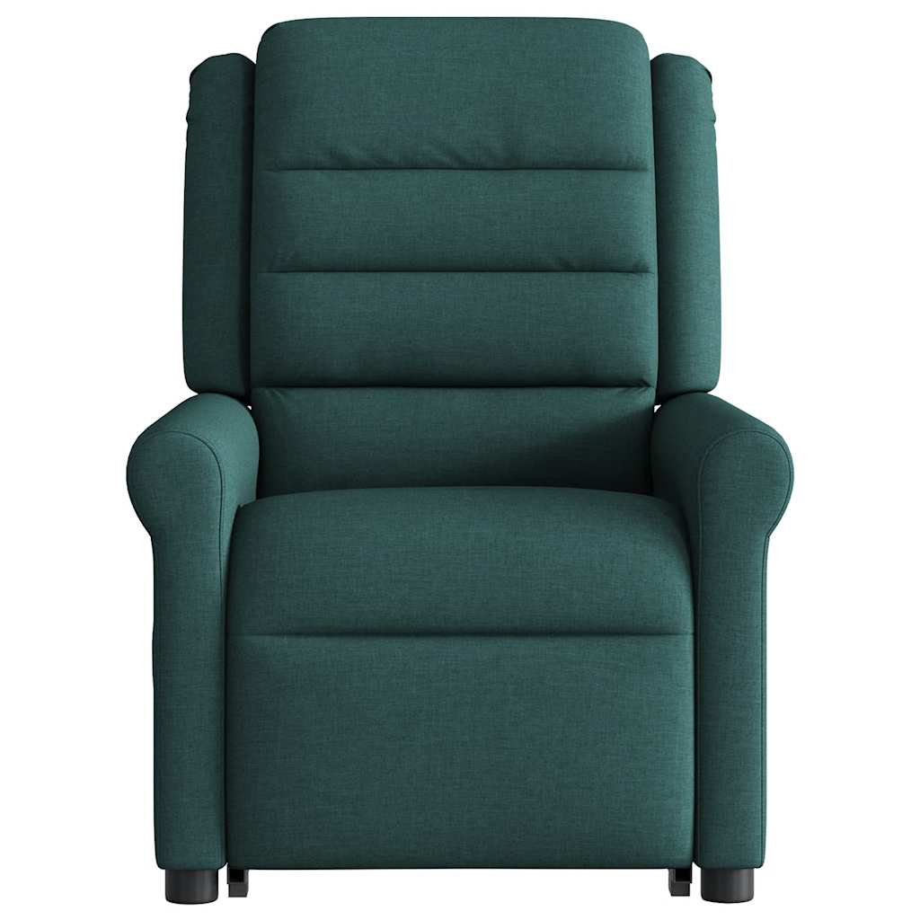 Poltrona reclinável elevatória elétrica tecido verde-escuro