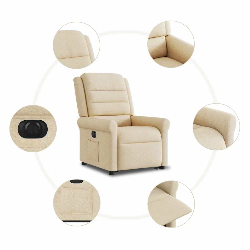 Poltrona reclinável elevatória elétrica tecido cor creme