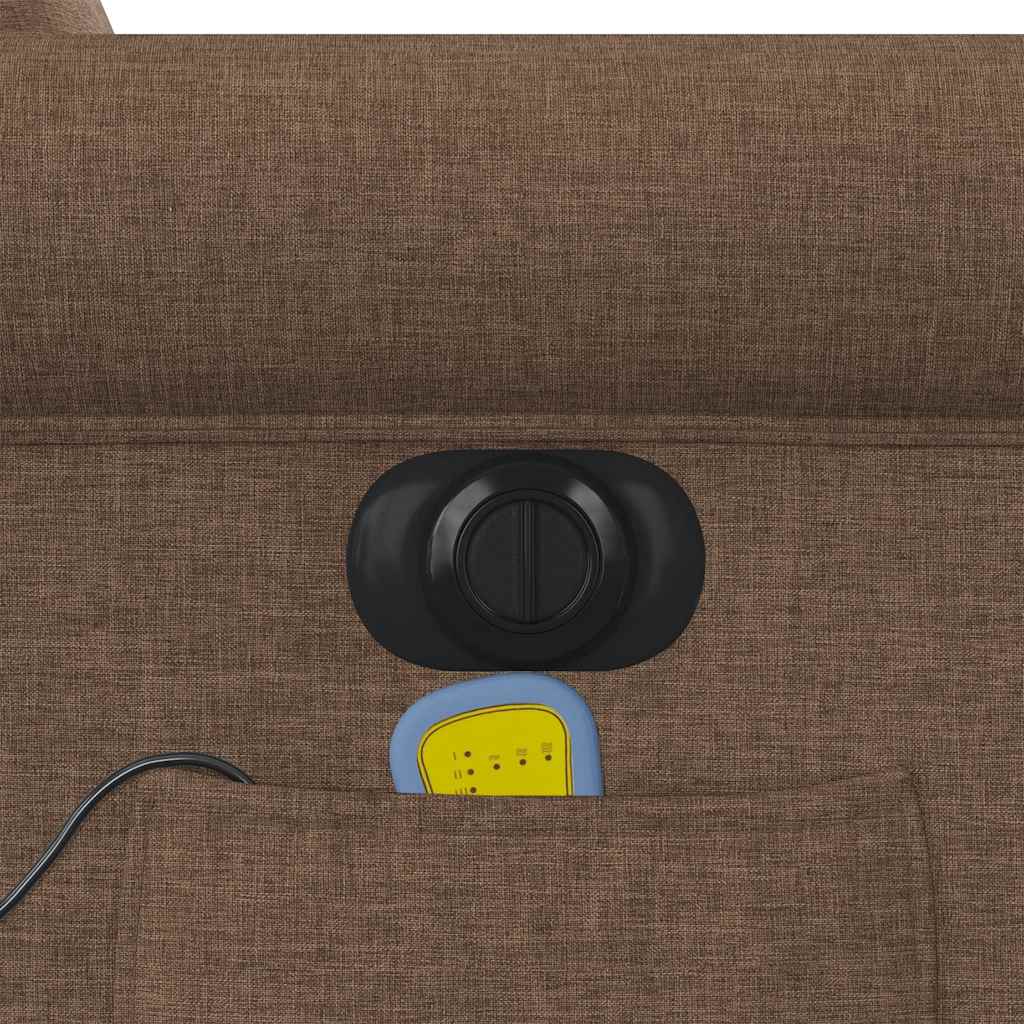 Poltrona de massagens reclinável elétrica tecido castanho