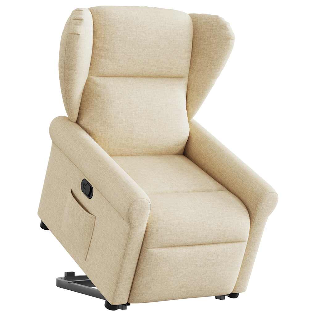 Poltrona reclinável elevatória tecido cor creme
