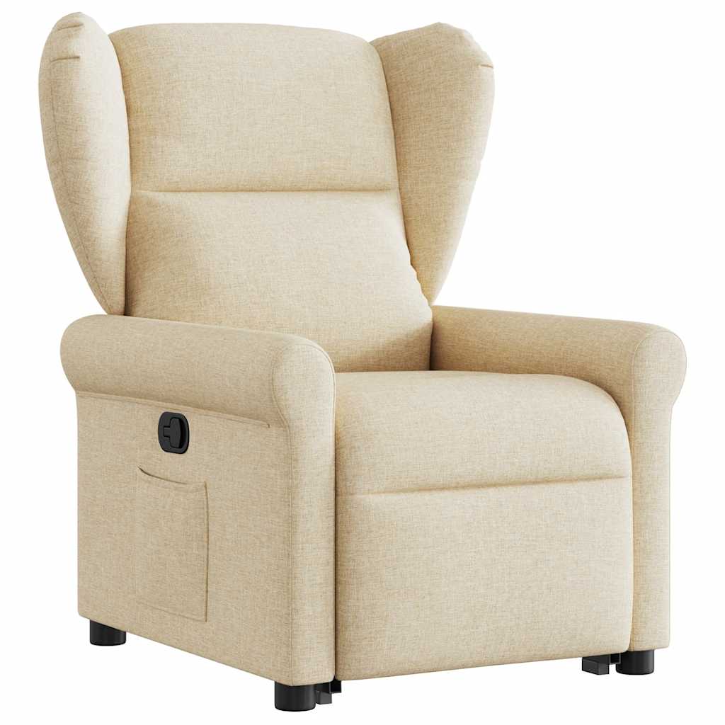 Poltrona reclinável elevatória tecido cor creme
