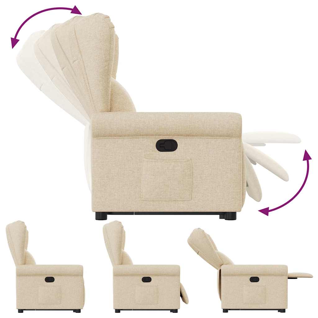 Poltrona reclinável elevatória tecido cor creme