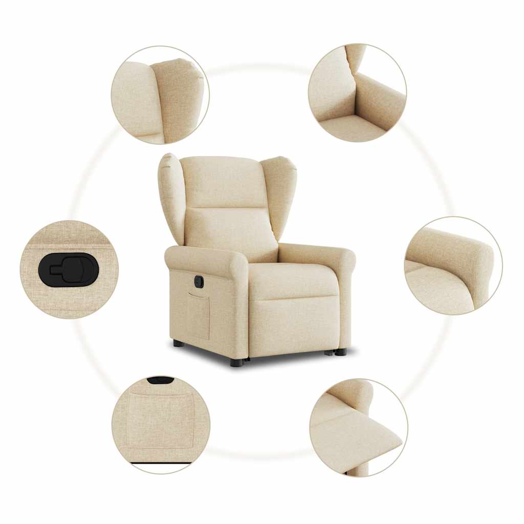 Poltrona reclinável elevatória tecido cor creme