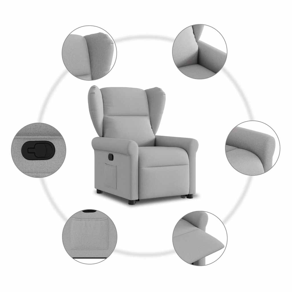 Poltrona reclinável elevatória tecido cinzento-nublado