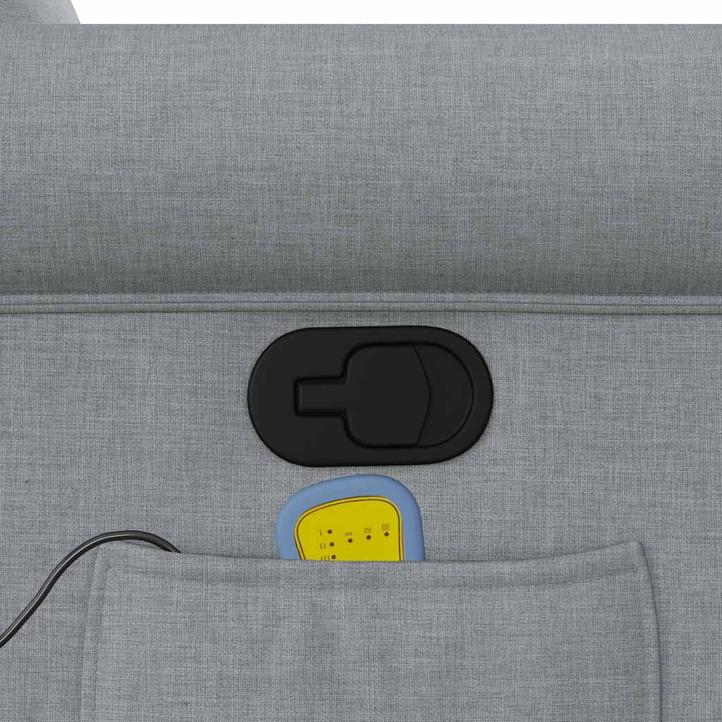 Poltrona reclinável massagens tecido cinzento-claro