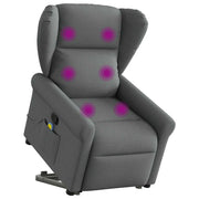 Poltrona elevatória de massagens tecido cinzento-escuro