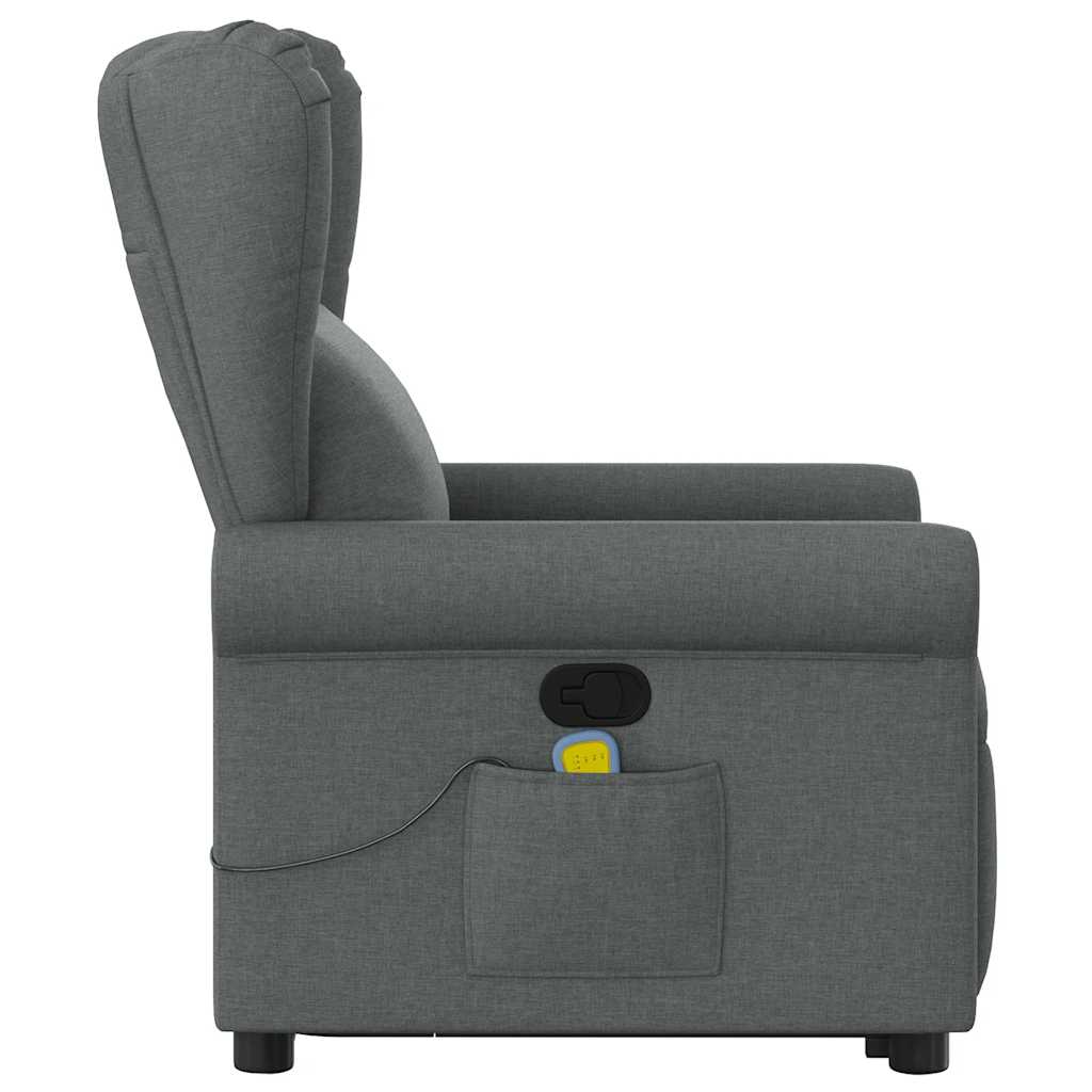 Poltrona elevatória de massagens tecido cinzento-escuro