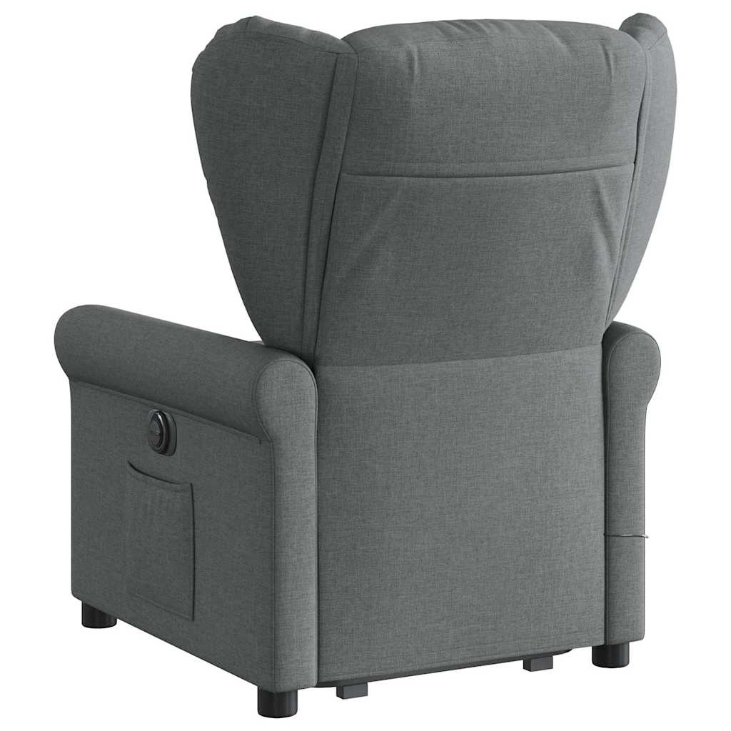 Poltrona elevatória de massagens tecido cinzento-escuro