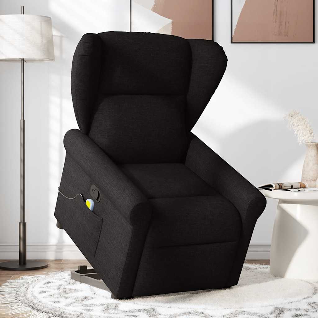 Poltrona de massagens reclinável elevatória tecido preto