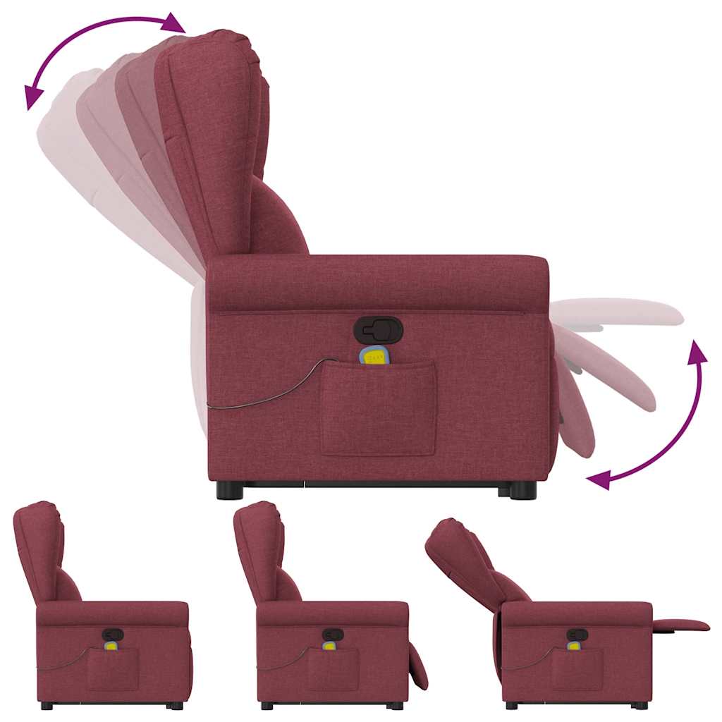 Poltrona de massagens reclin. elevatória tecido vermelho tinto