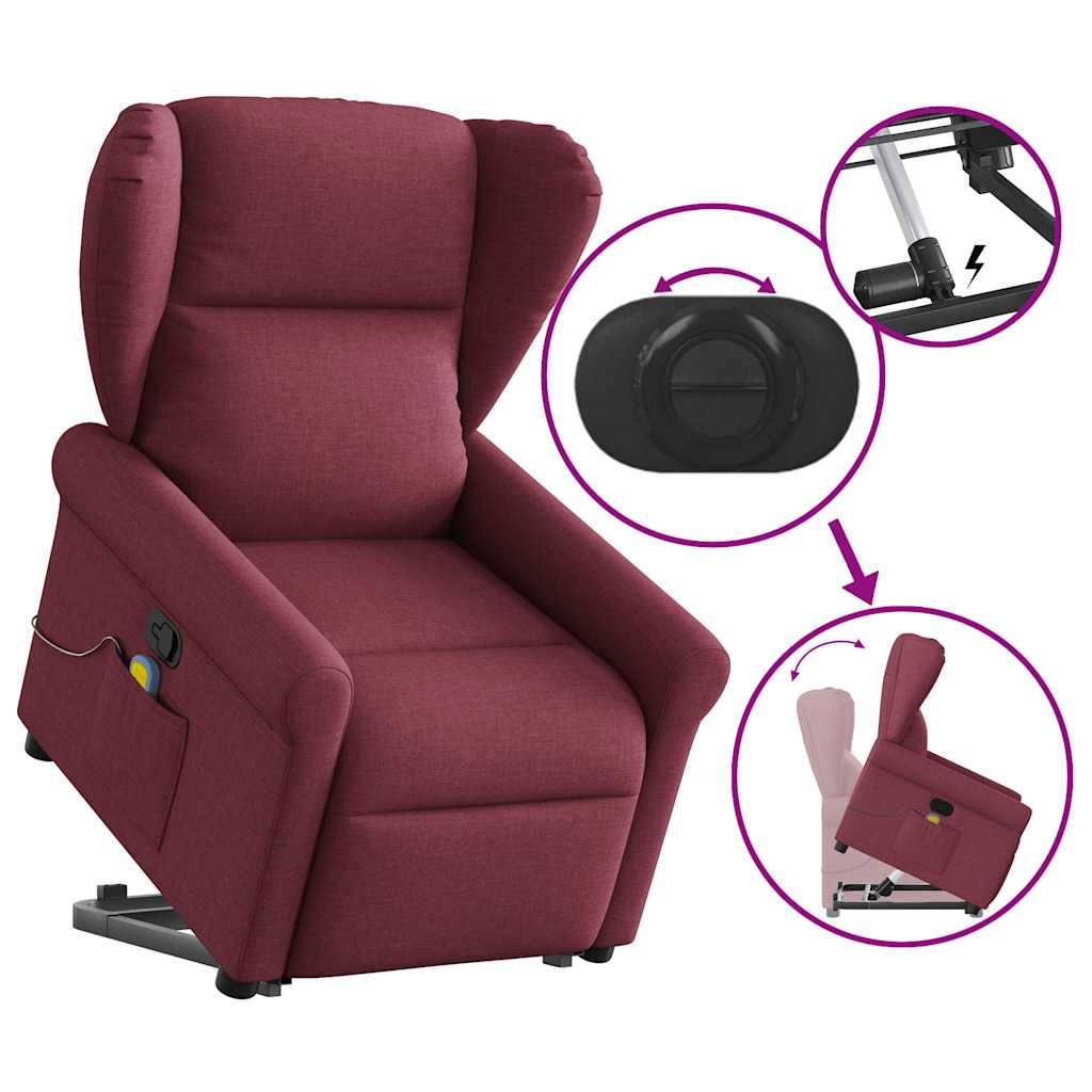 Poltrona de massagens reclin. elevatória tecido vermelho tinto