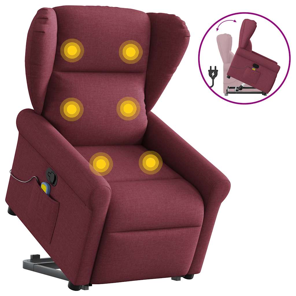 Poltrona de massagens reclin. elevatória tecido vermelho tinto