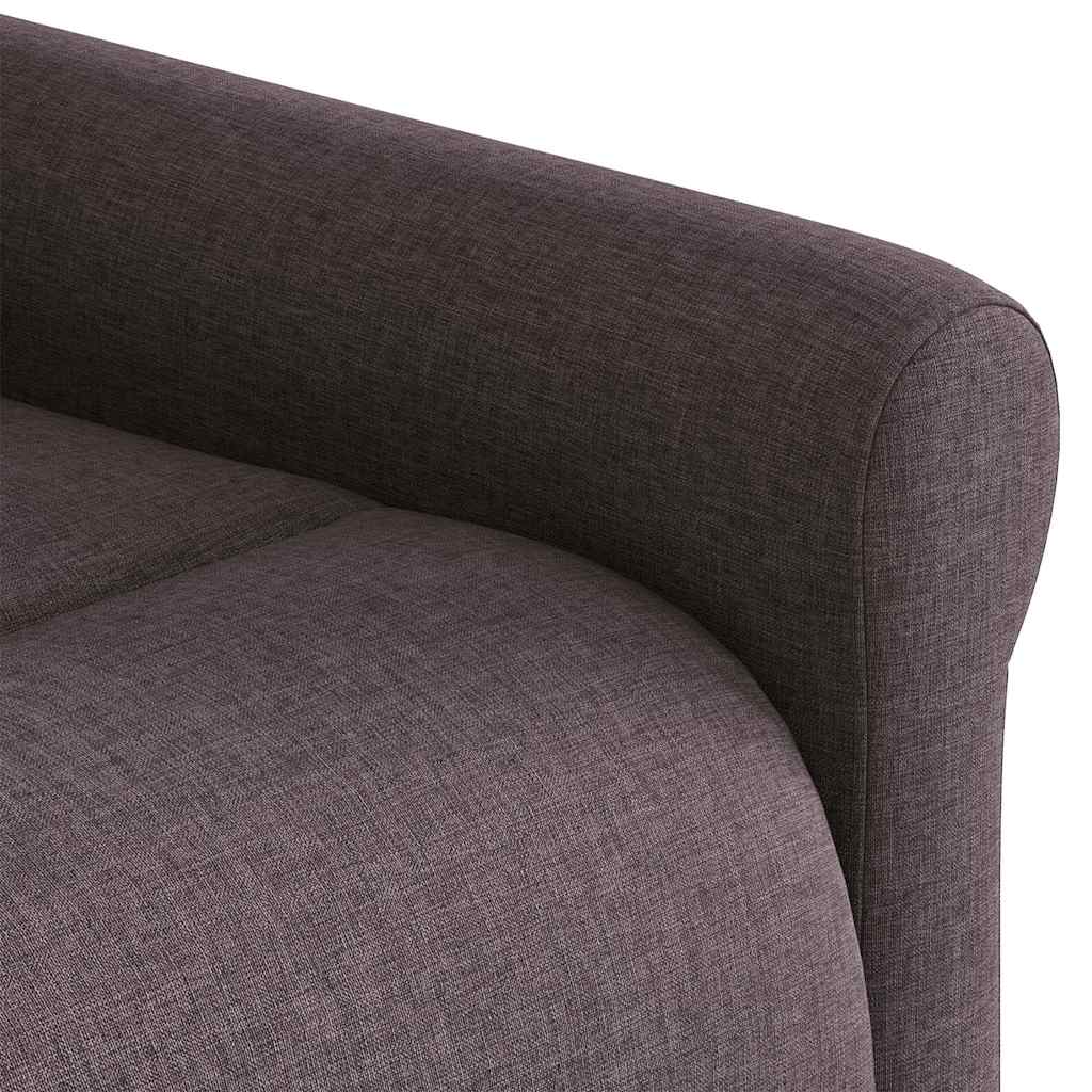 Poltrona massagens reclinável elevatória tecido castanho-escuro