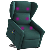 Poltrona reclinável elevatória de massagens tecido verde-escuro