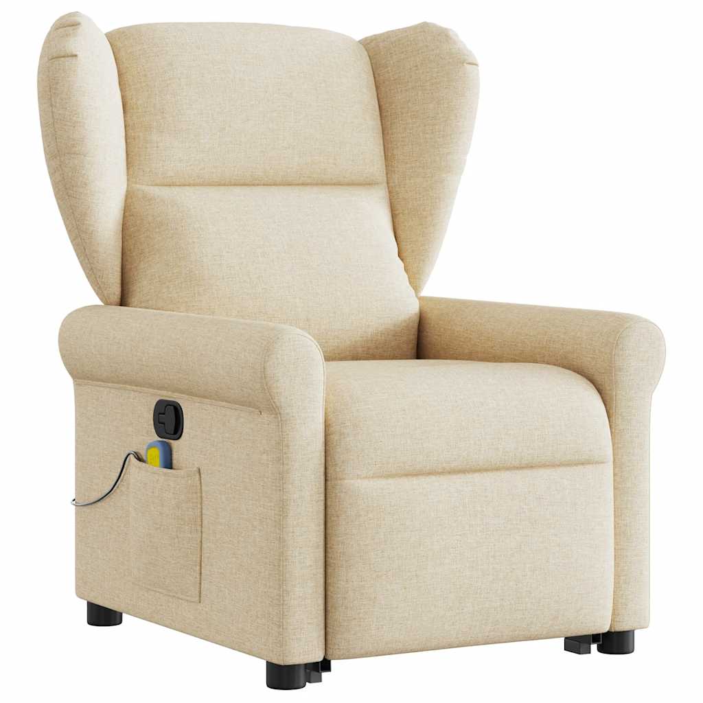 Poltrona elevatória de massagens tecido cor creme