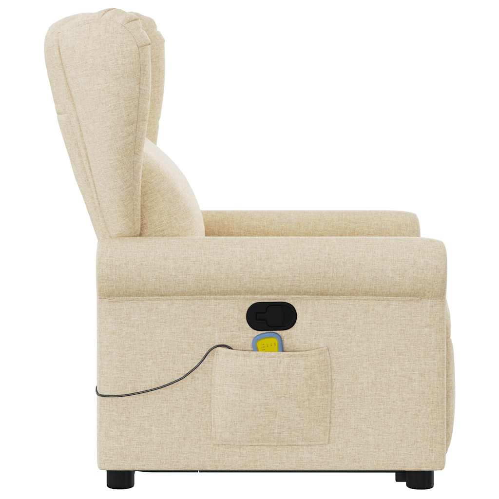 Poltrona elevatória de massagens tecido cor creme