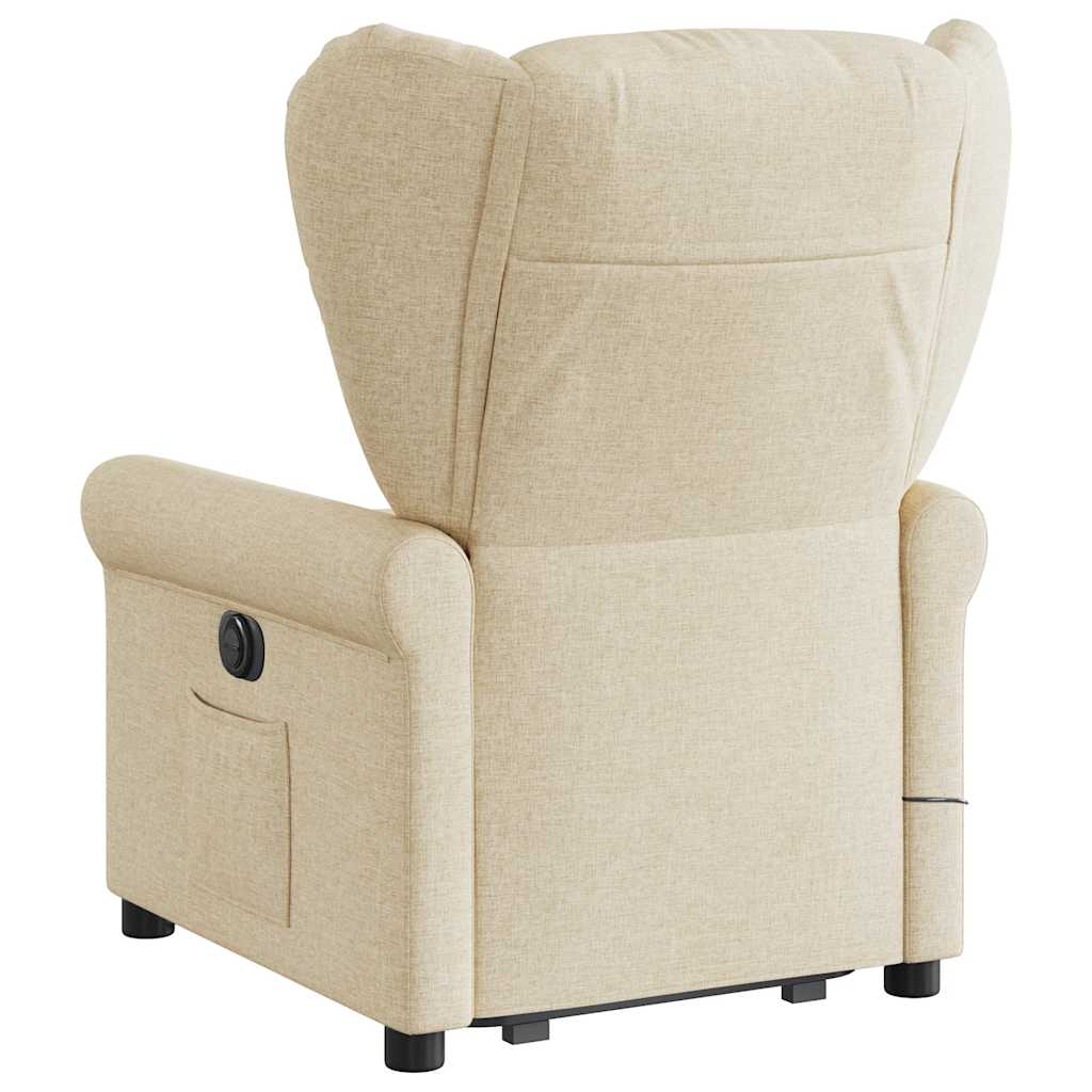 Poltrona elevatória de massagens tecido cor creme