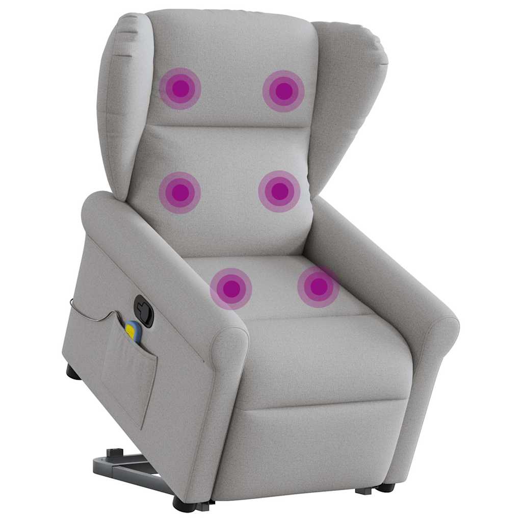 Poltrona elevatória de massagens tecido cinzento-nublado
