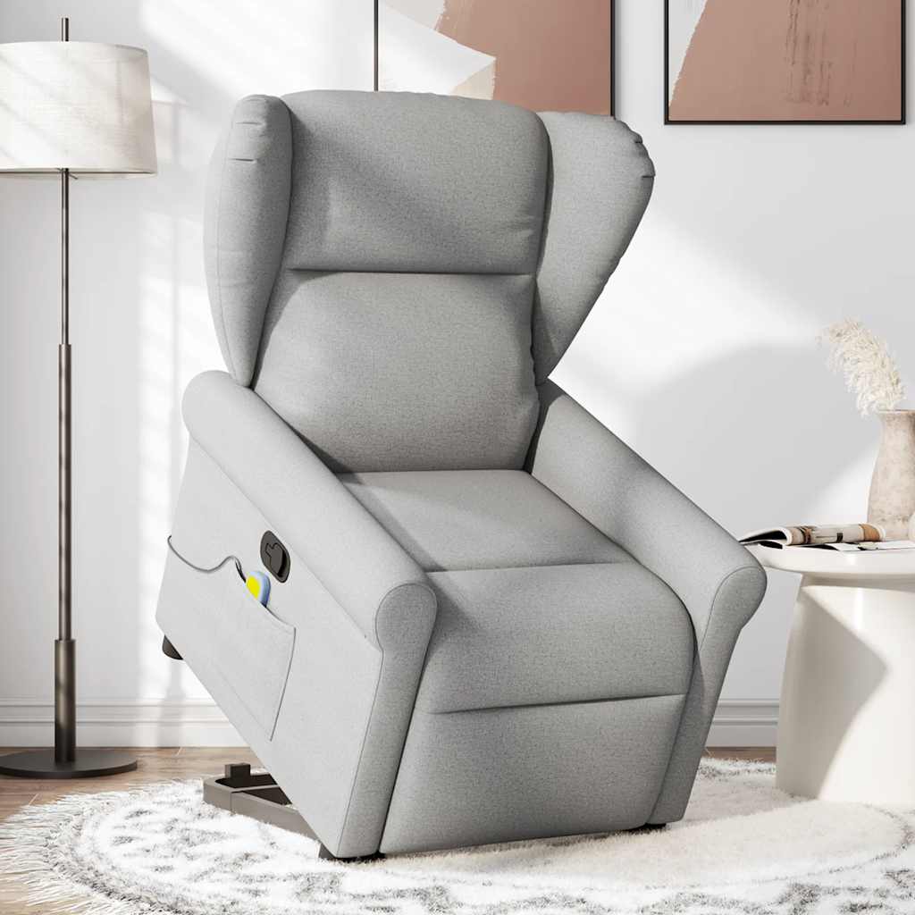 Poltrona elevatória de massagens tecido cinzento-nublado