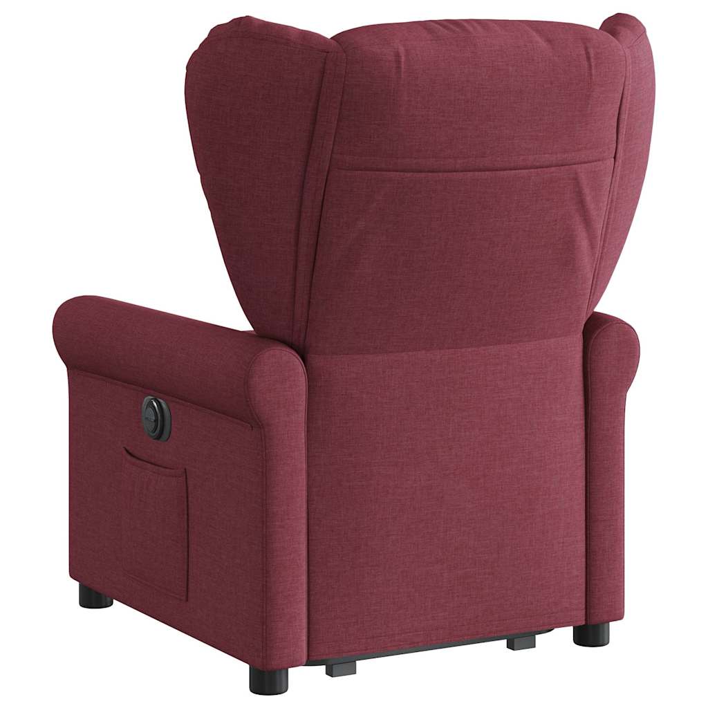 Poltrona reclinável elevatória elétrica tecido vermelho-tinto