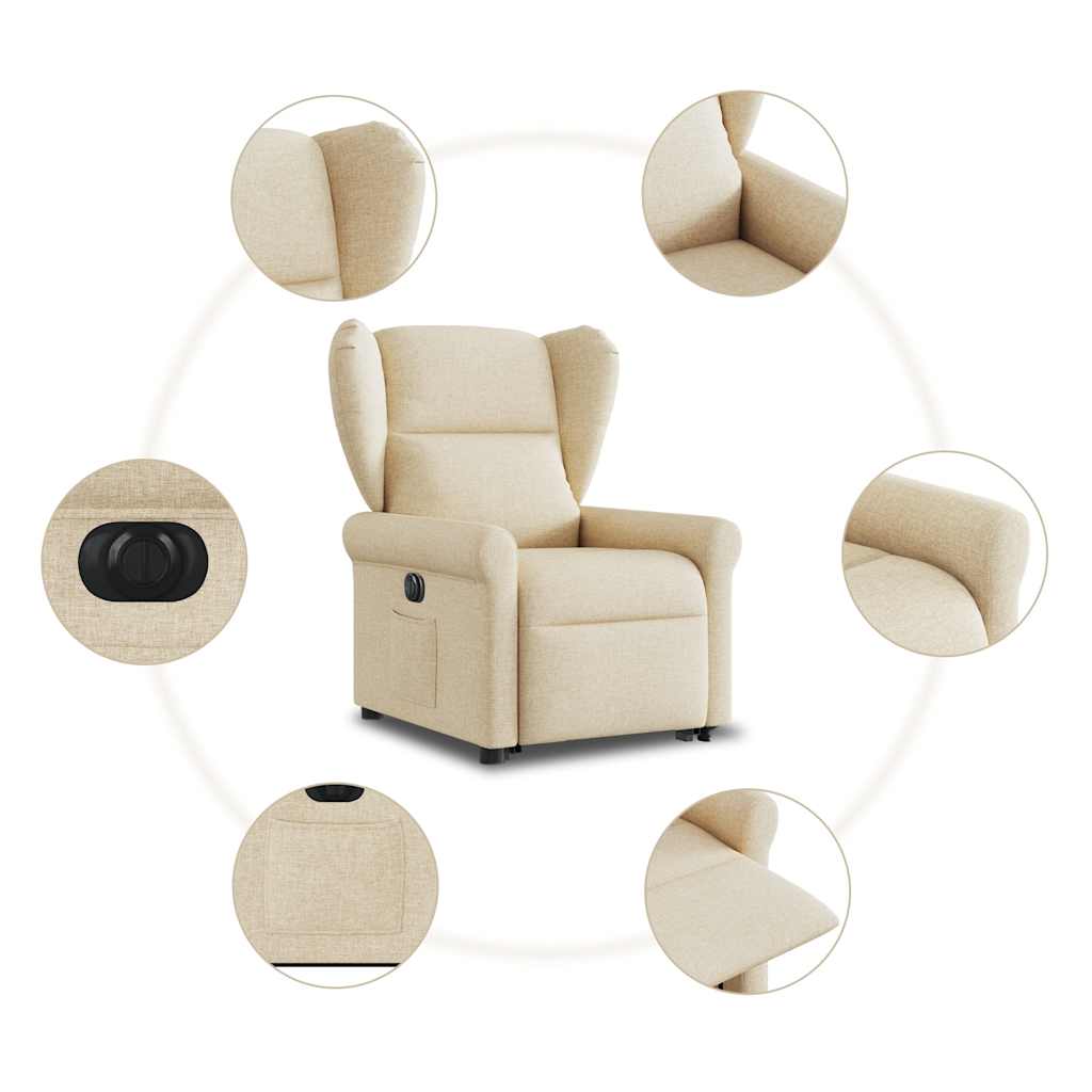 Poltrona reclinável elevatória elétrica tecido cor creme